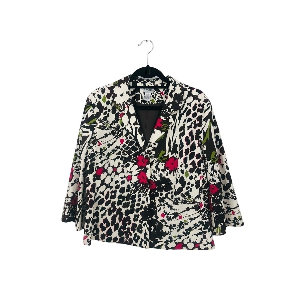 Chicos‎ women's cheetah/Floral prints Blazer size 2